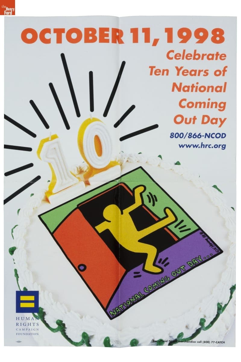 Human Rights Campaign Foundation Poster, "Celebrate Ten Years of National Coming Out Day," October 1998