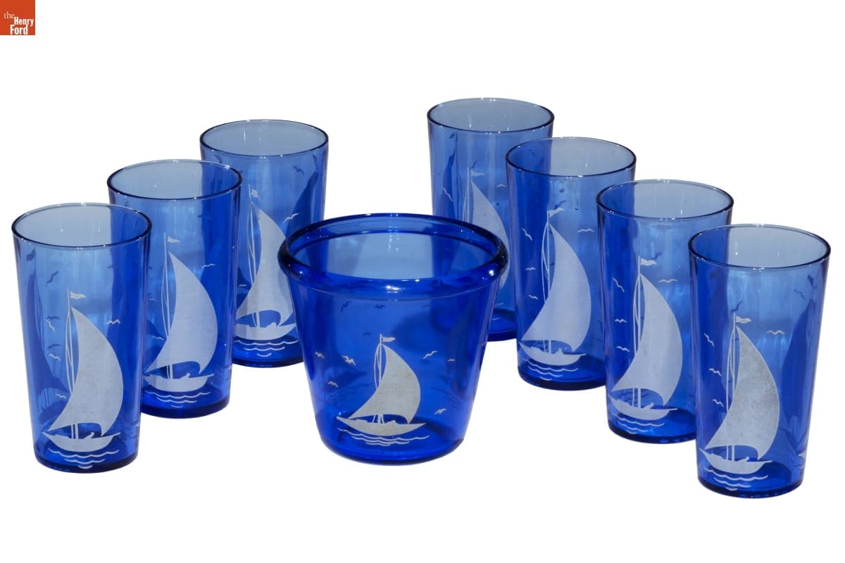 Tumbler and Ice Bucket Set, 1935-1960