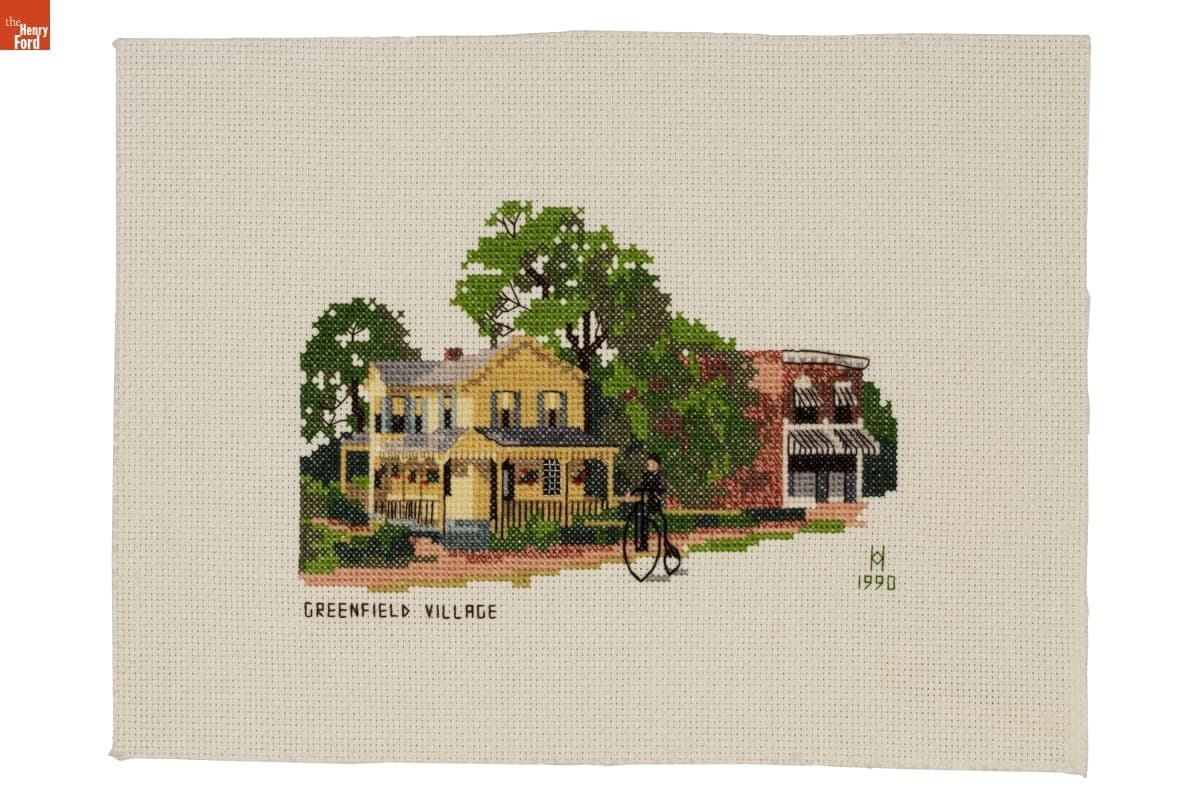 Wright Home and Cycle Shop Cross Stitch, 1990