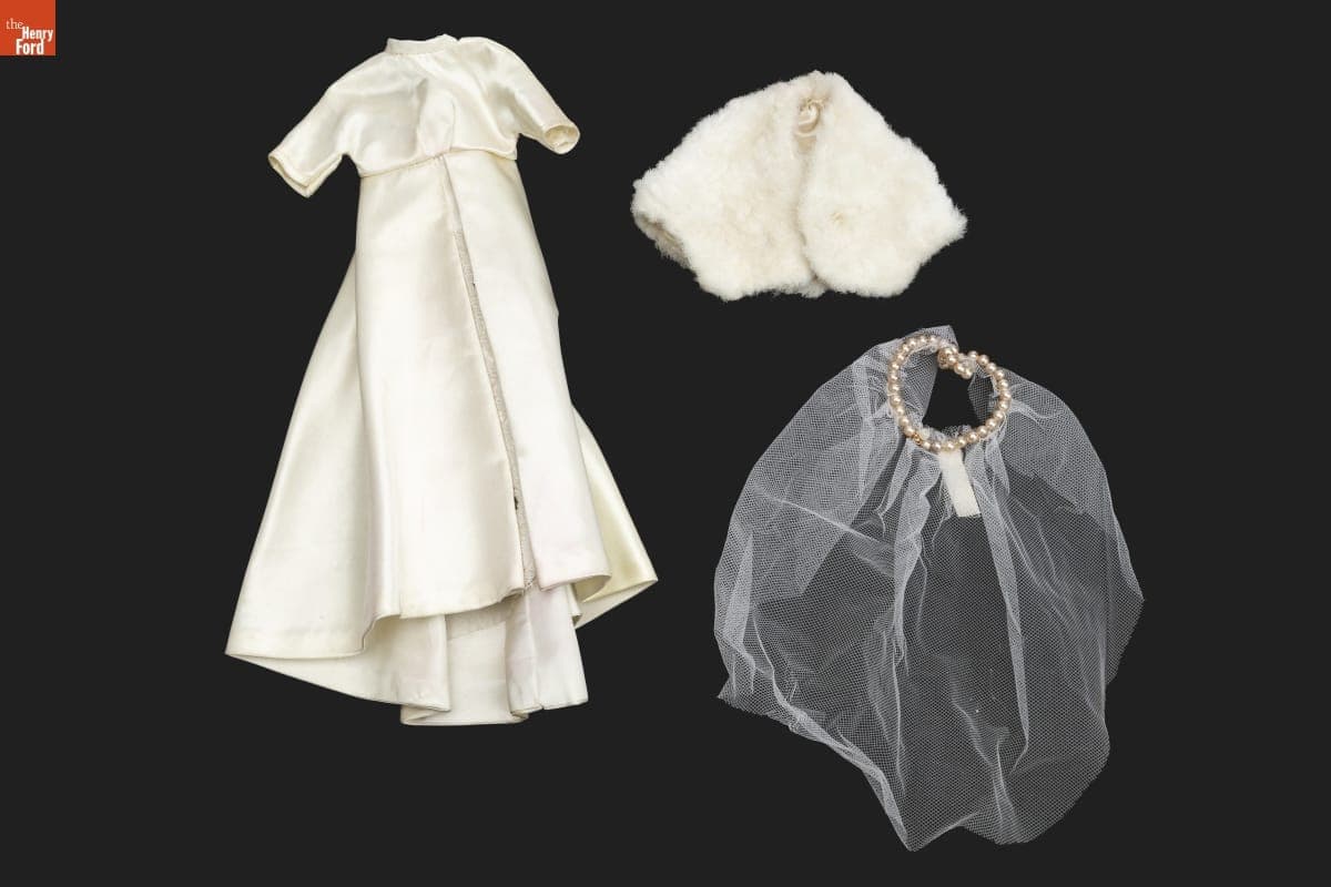 Wedding Dress with Veil and Stole, Made for Tammy Doll, 1964-1966