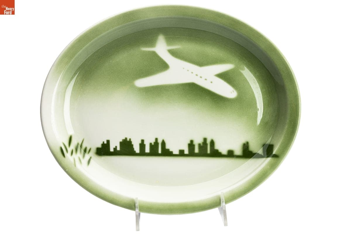 Airbrush Platter for Greater Rockford, Illinois Airport, 1946-1951