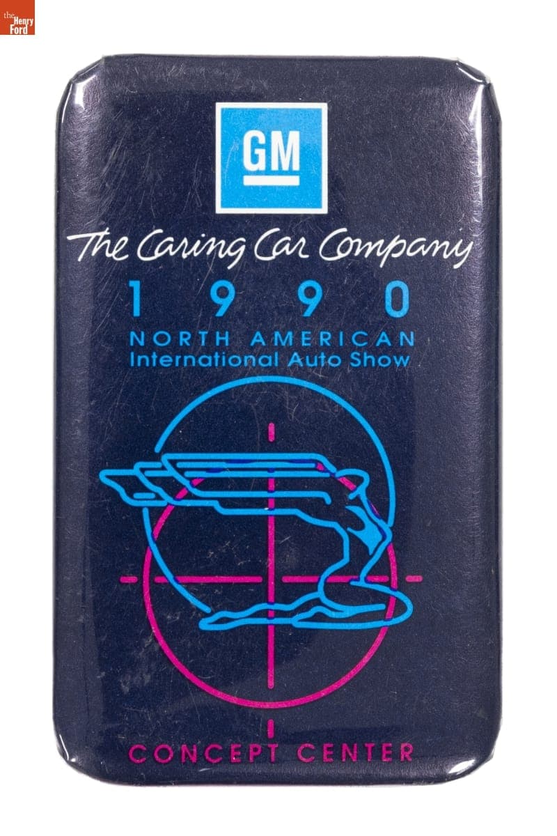 "GM The Caring Car Company" Button, 1990