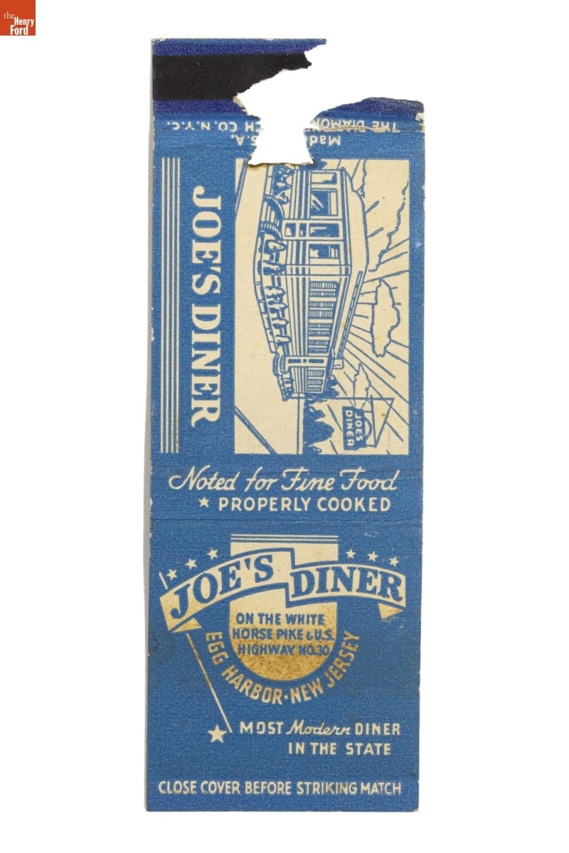 Joe's Diner Matchbook, Egg Harbor, New Jersey, 1930-1950