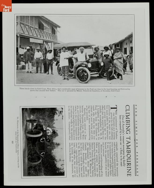 Ford Automobile in Gold Coast, West Africa, and Tambourine Mountain, Australia, 1917