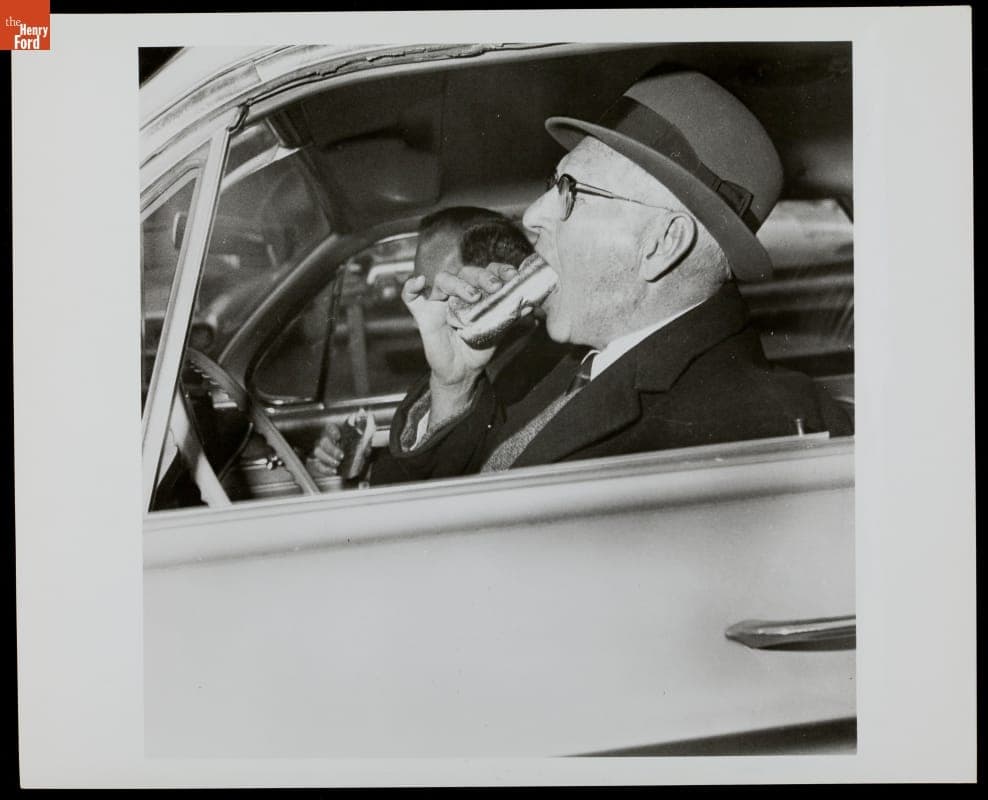 Eating Fast Food in a Car, circa 1965