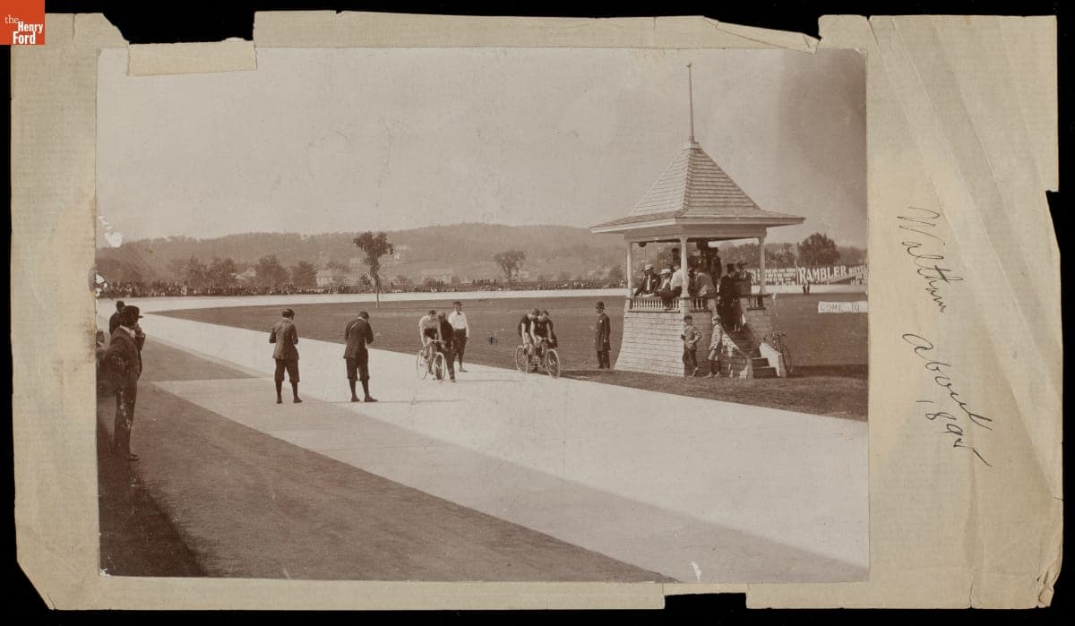 Sprint Rider Arthur A. Zimmerman at a Bicycling Time Trial, circa 1895