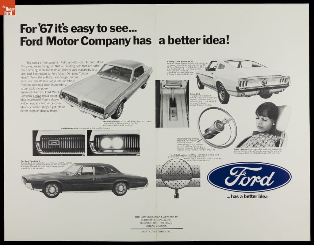 "For '67 It's Easy to See . . . Ford Has a Better Idea!" Ford Motor Company Advertising Proof, 1967