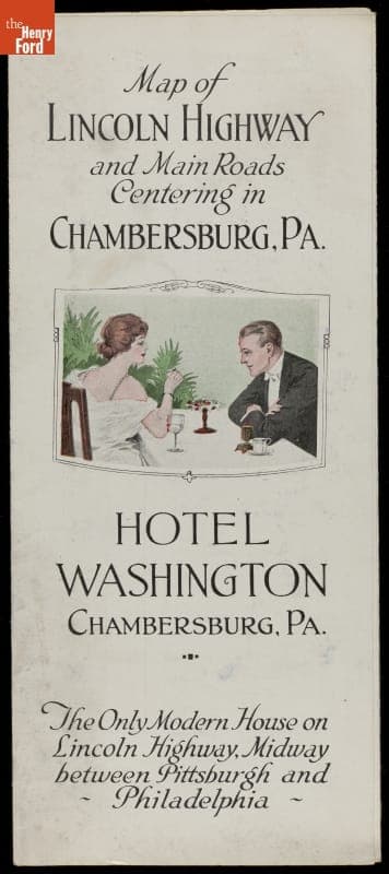 Map of Lincoln Highway Centering in Chambersburg, Pennsylvania, circa 1925