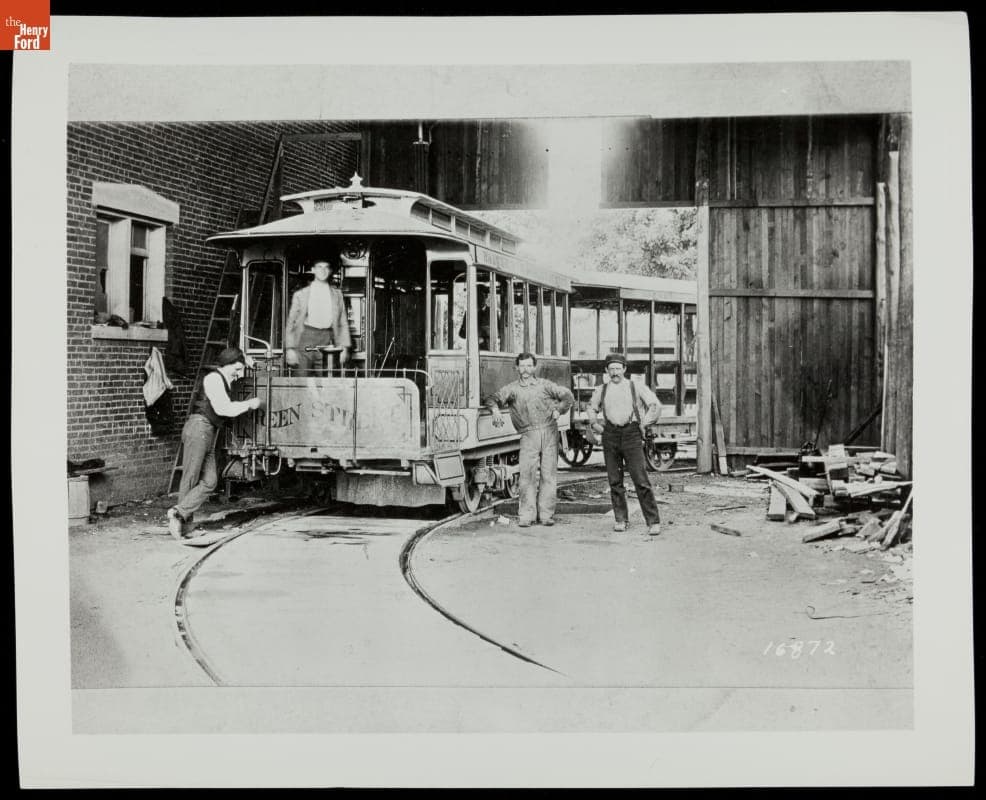 Streetcar in Garage, circa 1890
