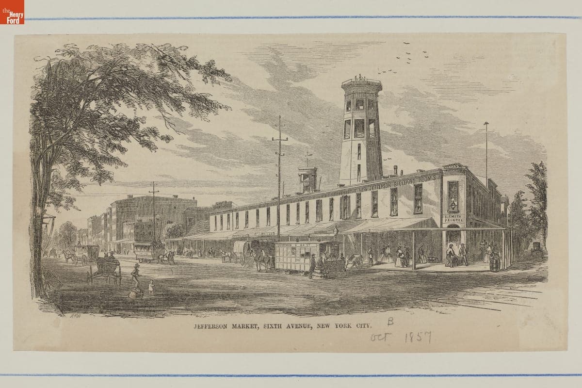 "Jefferson Market, Sixth Avenue, New York City," 1857