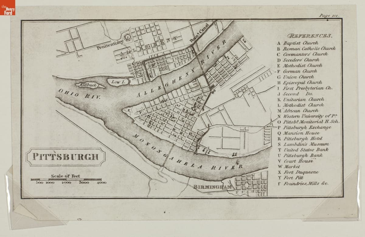 1834 Map of Pittsburgh, Pennsylvania