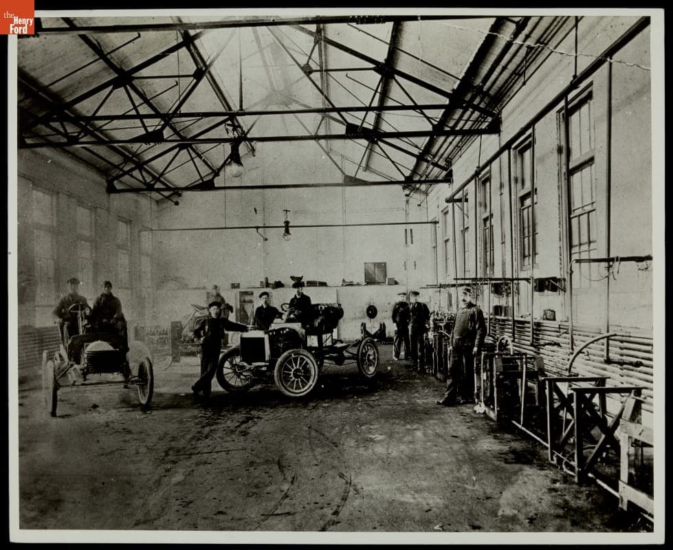 Ford Model B and Model K in Testing Lab, Piquette Avenue Plant, Detroit, Michigan, 1904