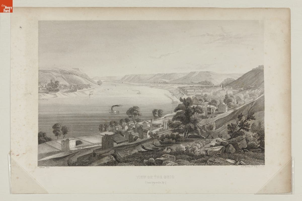Steel Engraving, "View on the Ohio near Maysville, KY," circa 1845