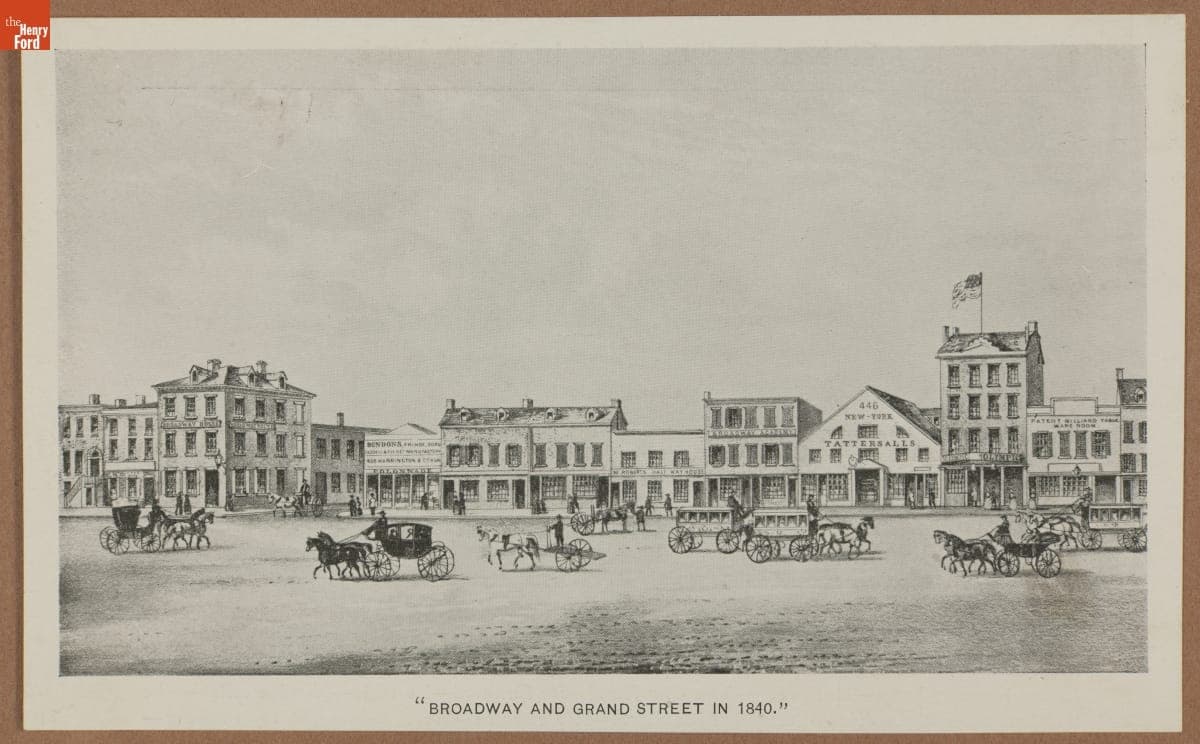 Photoengraving, "Broadway and Grand Street in 1840"
