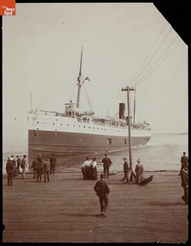"Steamer Manitou at Dock, Mackinac Island, Michigan," circa 1905