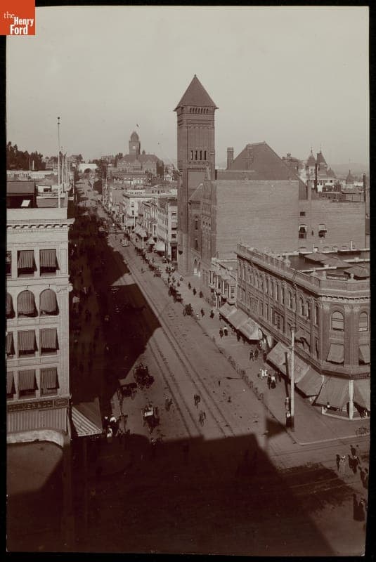 Up Broadway, Los Angeles, California, circa 1900
