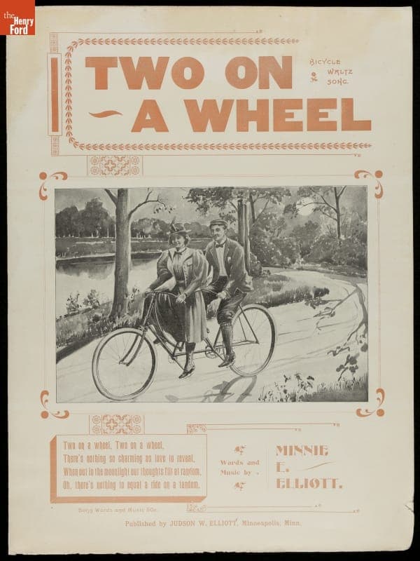 Music Sheet, "Two On a Wheel," 1897