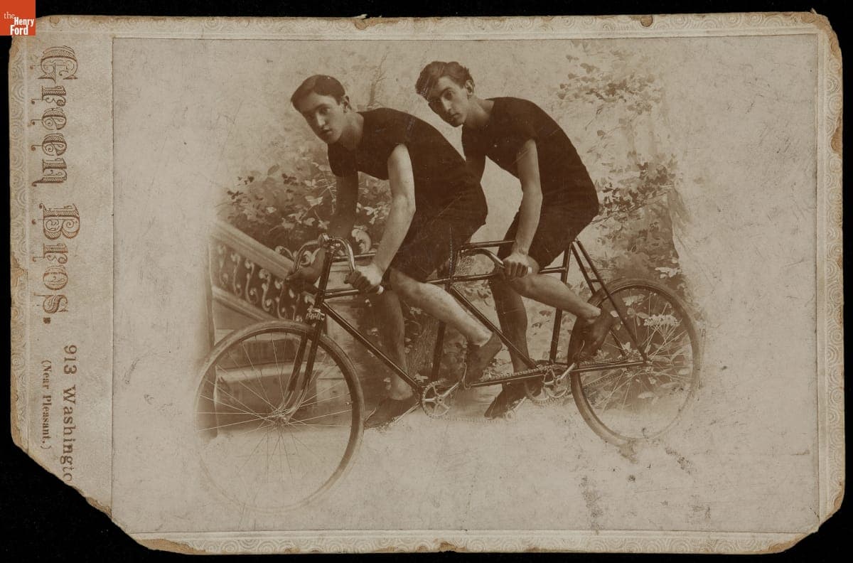 Two Men on a Tandem Bicycle, 1885-1915