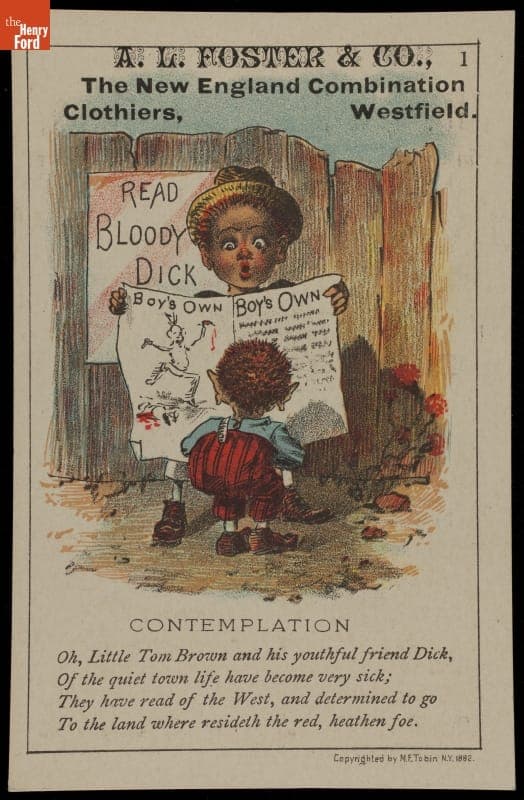 Trade Card for Men's and Children's Suits, A. L. Foster & Co., "Contemplation," 1882