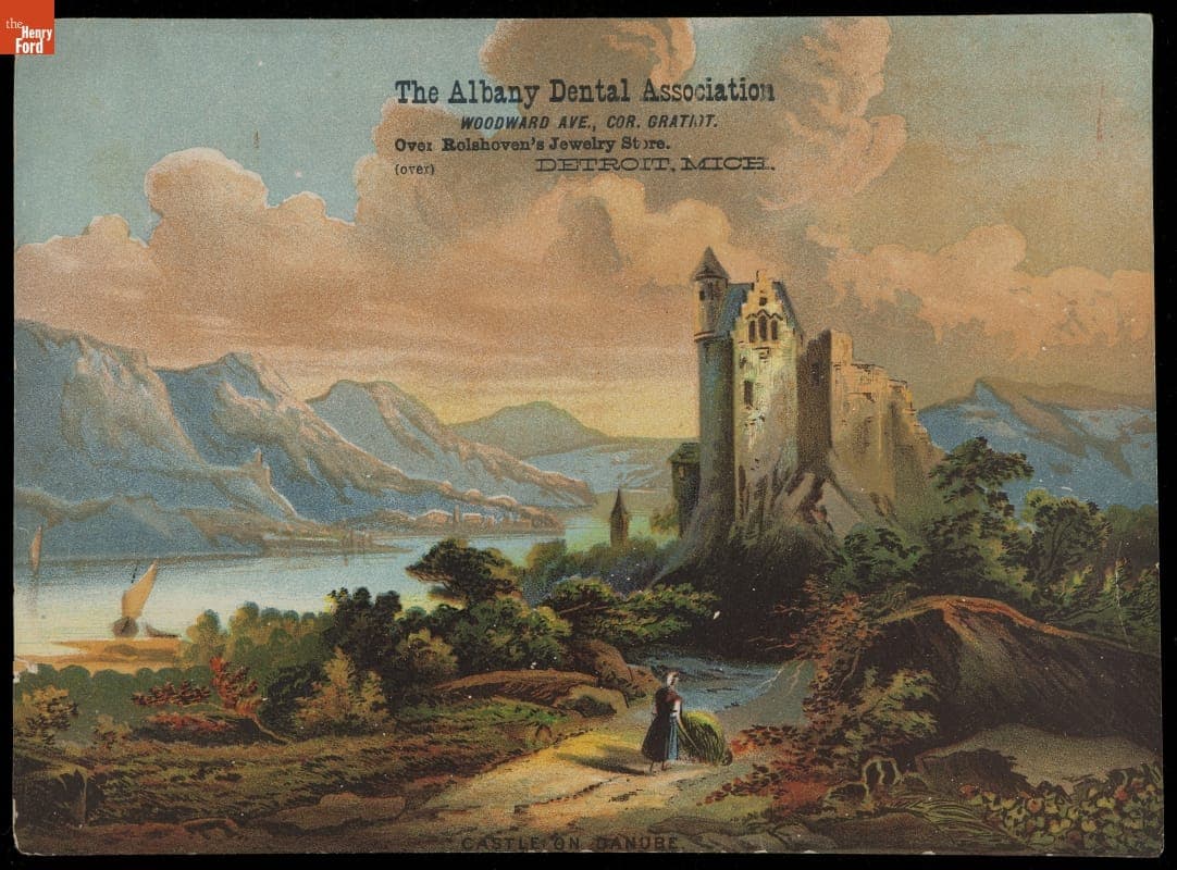 Trade Card for Albany Dental Association, "Castle on Danube," 1870-1900