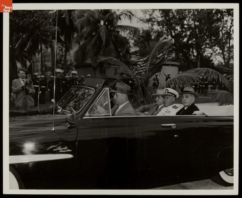 President Harry Truman and Naval Officers in Presidential Limousine, Key West, Florida, 1952