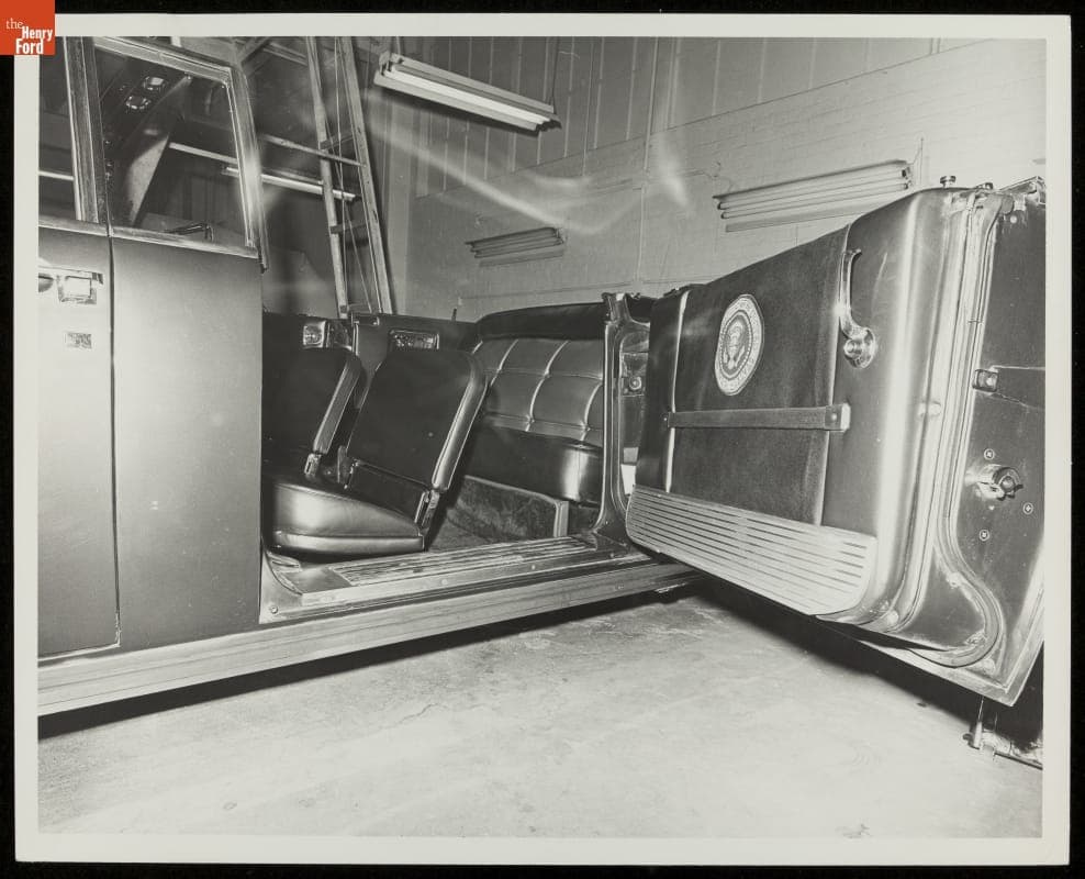 Interior of 1961 Lincoln Continental Presidential Limousine, circa 1963