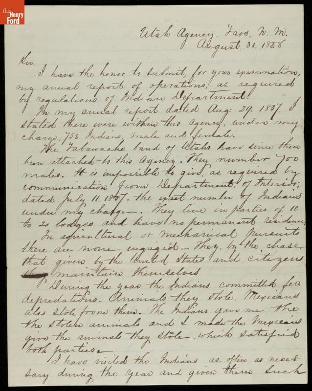 Letter from Christopher "Kit" Carson to James L. Collins, 1858