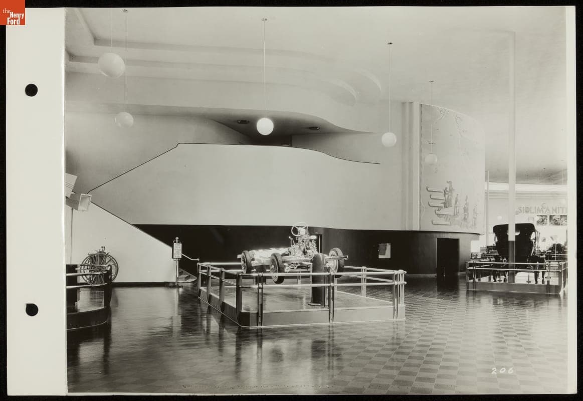 Ford V-8 Engine and Chassis on Exhibit, Ford Building, California Pacific International Exposition, 1935