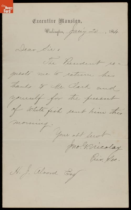 Letter from John Nicolay to H. J. Alvord, 1864