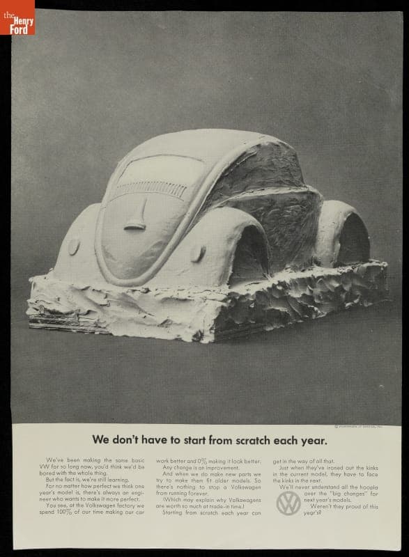 "We Don't Have to Start from Scratch Each Year" Volkswagen Advertisement, 1969