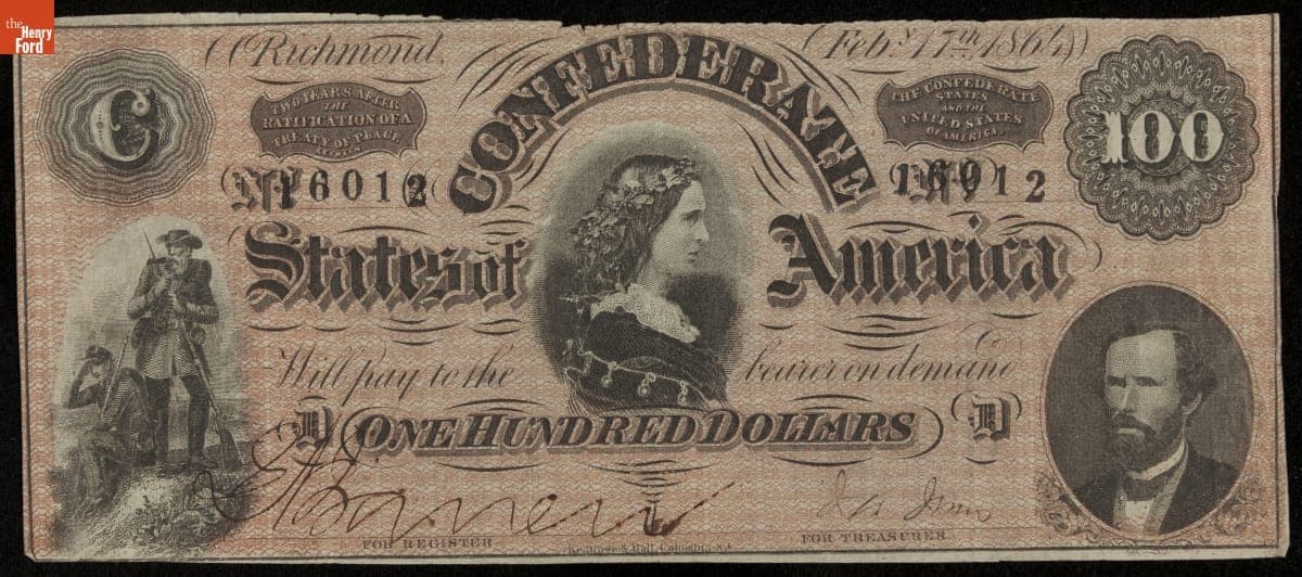 Confederate Currency, Confederate States of America, One Hundred Dollars, 1864