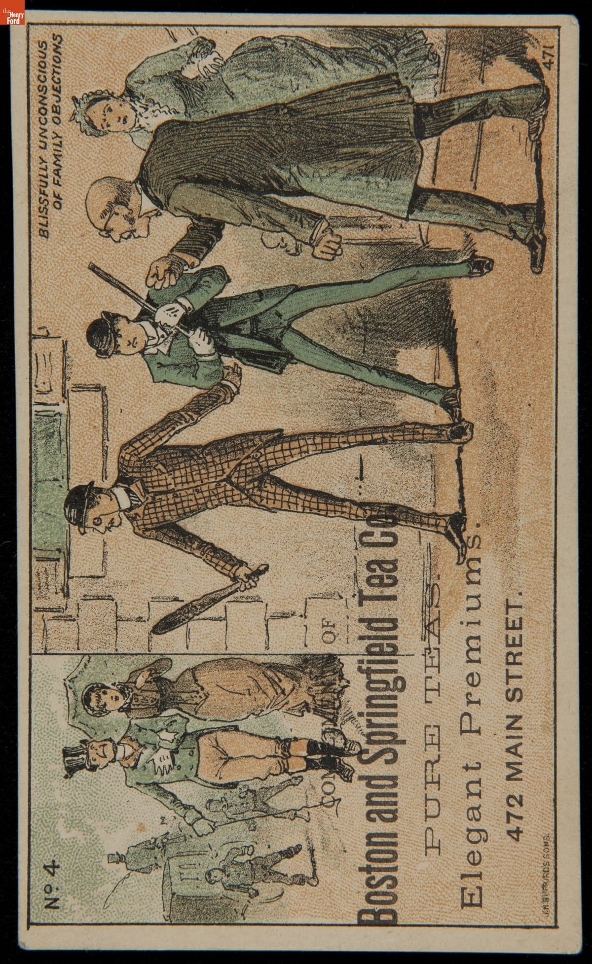Trade Card for Pure Teas, Boston and Springfield Tea Co., 1880-1885