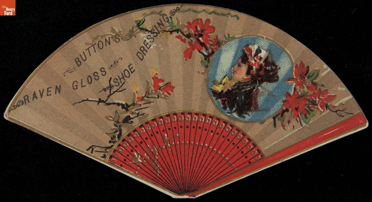 Button's Raven Gloss Shoe Dressing Trade Card, circa 1885