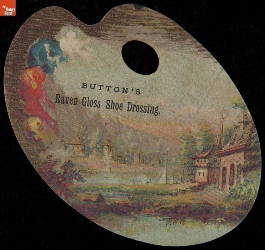 Trade Card for Button's Raven Gloss Shoe Dressing, Button & Ottley, 1870-1890