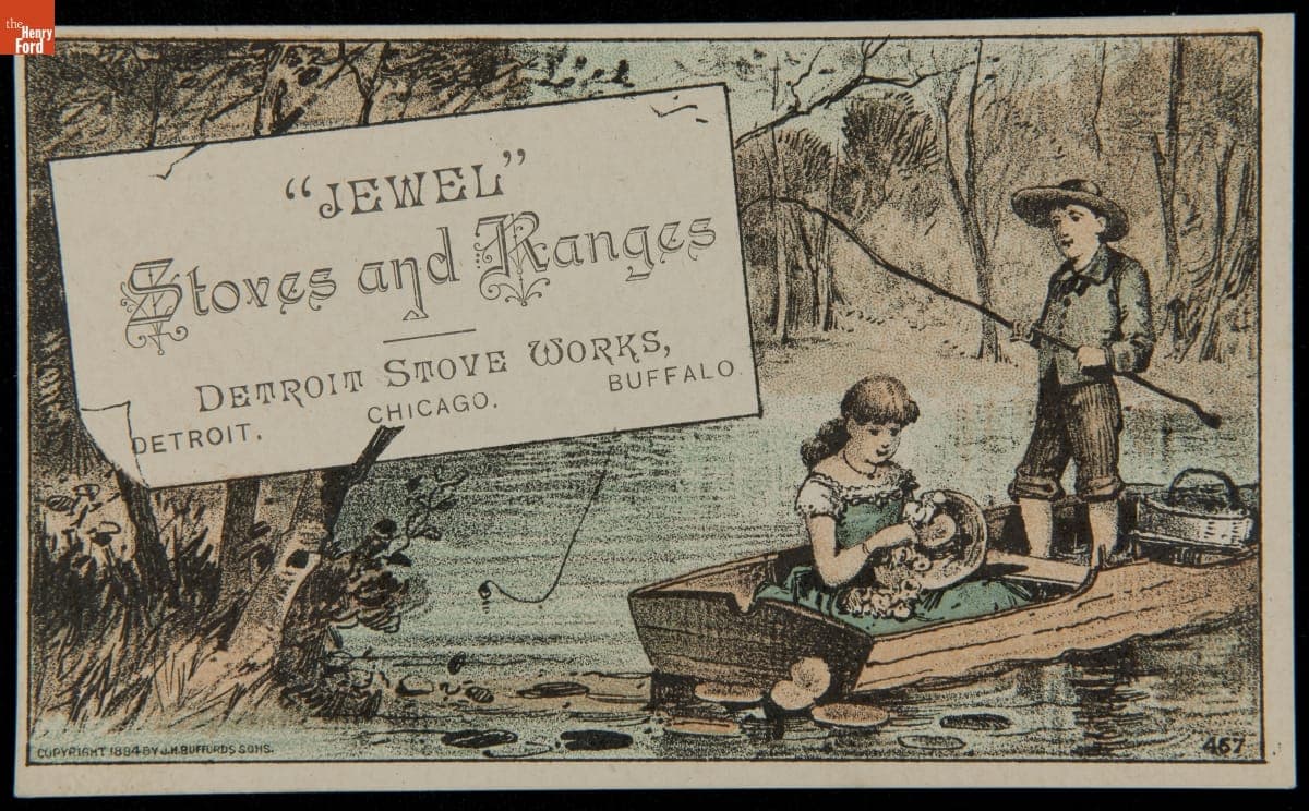Trade Card for Jewel Stoves & Ranges, Detroit Stove Works, 1884