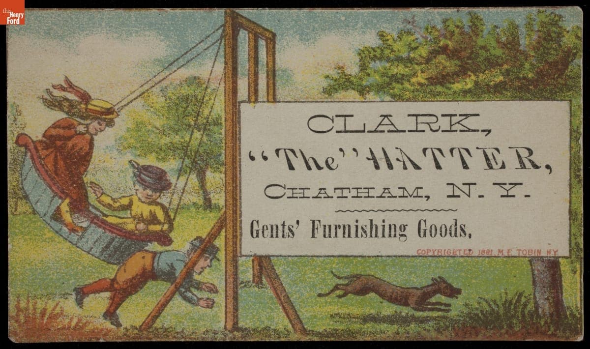 Trade Card for "Clark, 'The' Hatter," Chatham, New York, 1881
