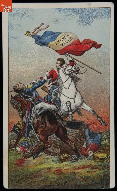 Trade Card for Ayer's Pills, "The Fight for Standard," 1880-1900