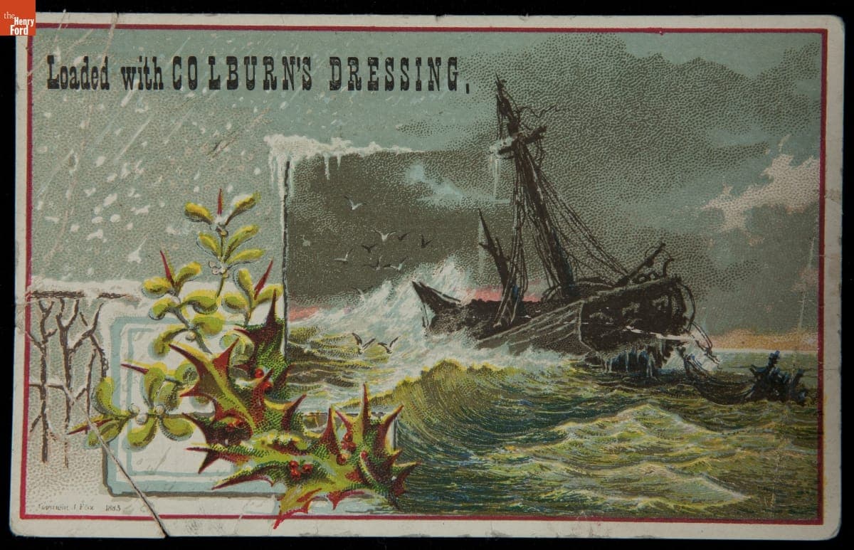 Trade Card for George S. Colburn, "Loaded with Colburn's Dressing," 1883
