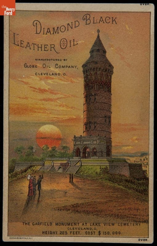 Trade Card for Diamond Black Leather Oil, Globe Oil Company, 1890