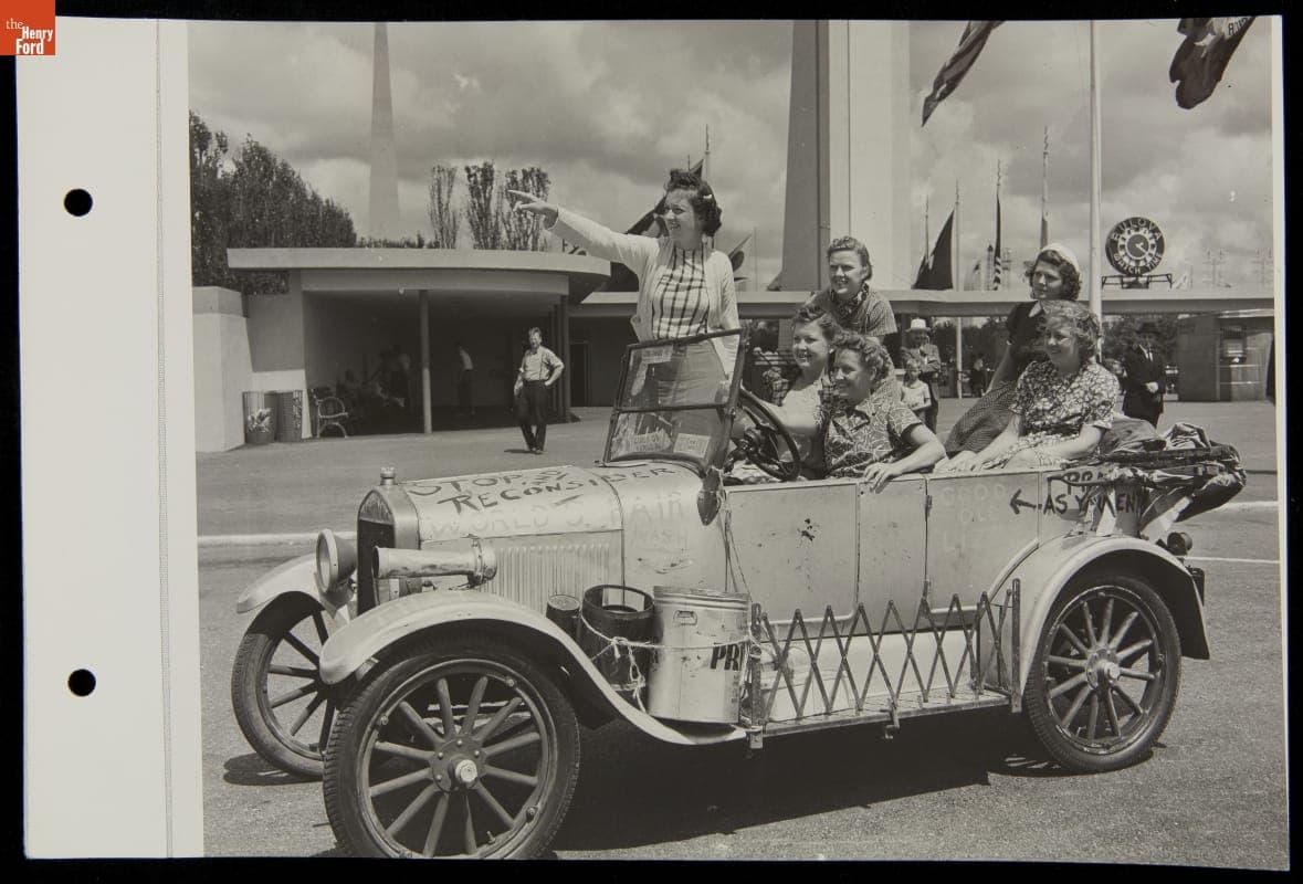 Young Women Travelers from Bradford, Illinois in Their 1926 Ford Model T, New York World's Fair, 1939