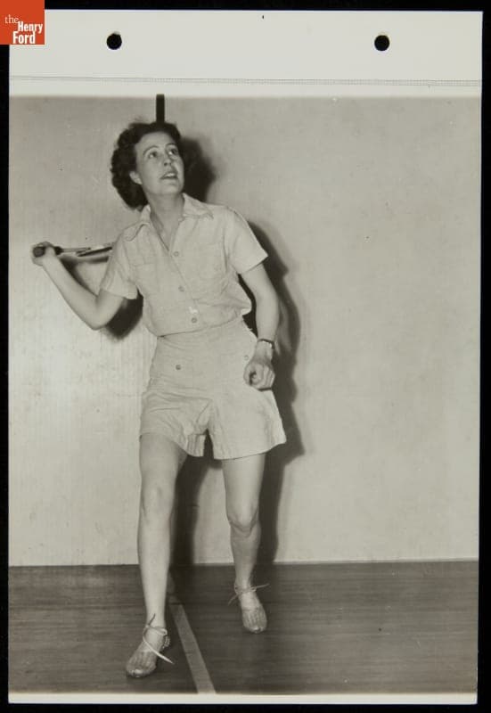 Woman Playing Badminton at Gym, Ford Exposition, New York World's Fair, 1939