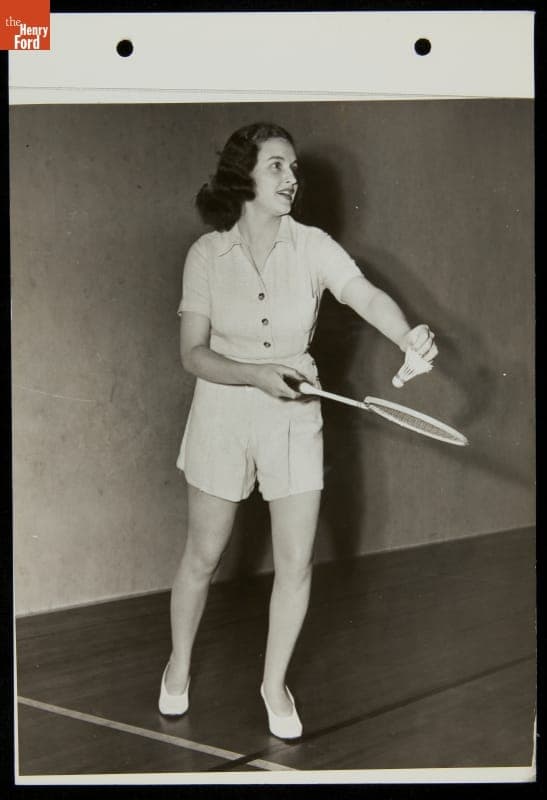 Woman Playing Badminton at Gym, Ford Exposition, New York World's Fair, 1939