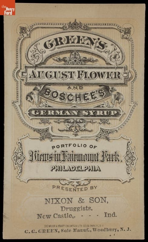 Trade Card Portfolio for Green's August Flower and Boschee's German Syrup, G.G. Green, circa 1880