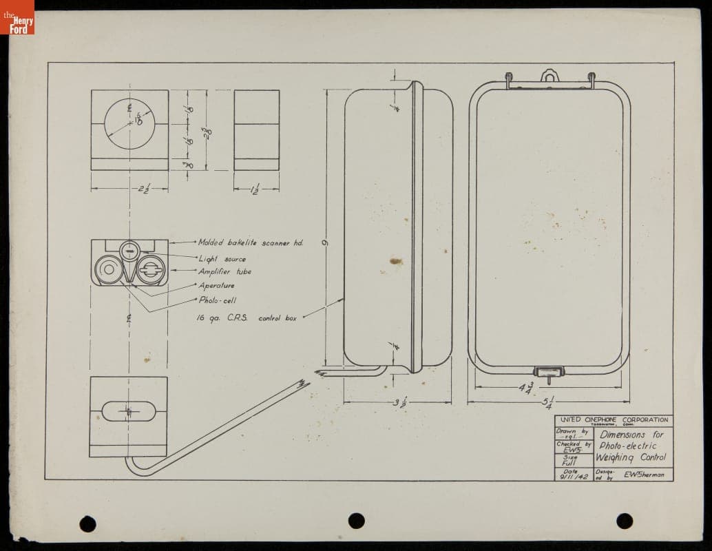 Dimensions for Photo-Electric Weighing Control, 1942