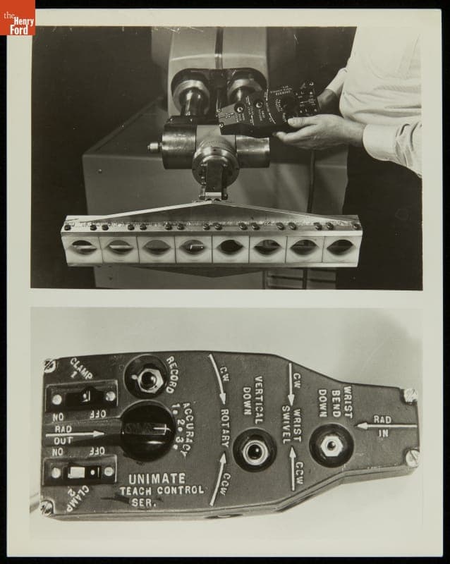 Images of Unimate Industrial Robot Teach Control, 1962-1975