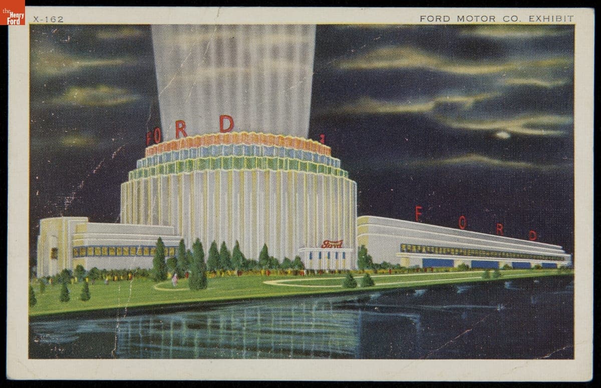 Postcard, Ford Exhibition Building at "A Century of Progress International Exposition," Chicago, Illinois, 1934