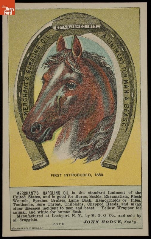 Trade Card for Merchant's Gargling Oil, Merchant's Gargling Oil Company, circa 1880