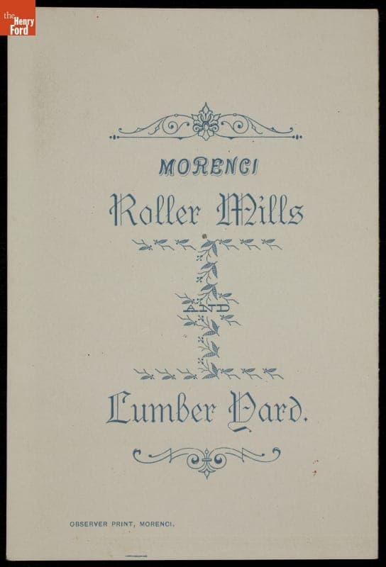 Trade Card for the Morenci Roller Mills and Lumber Yard, Nelson Bros., 1870-1900