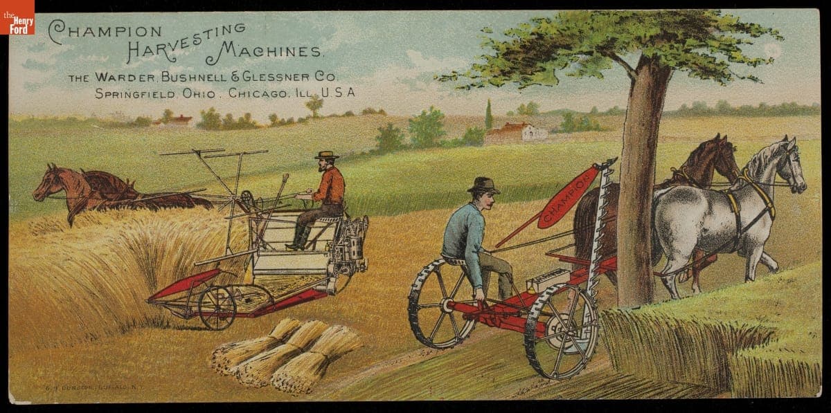 Trade Card for Champion Harvesting Machines, Warder, Bushnell & Glessner Co., 1870-1900