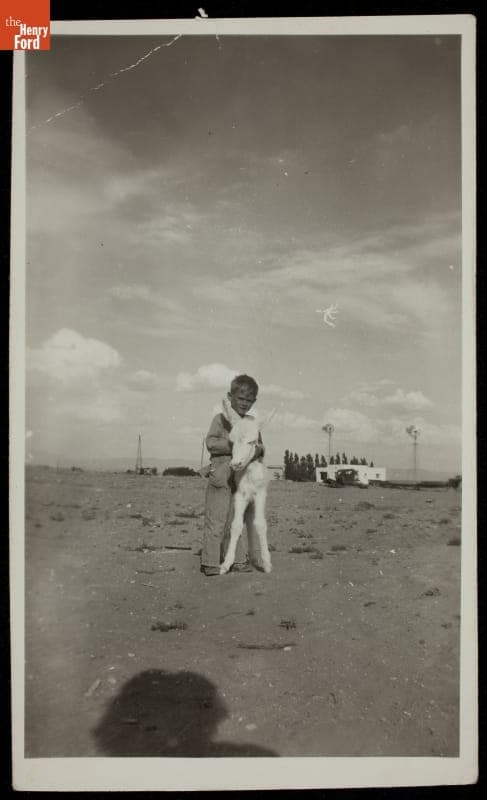 Al Unser with a Baby Burro, 1945-1950